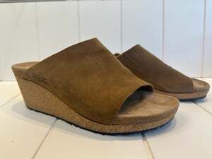 Papillio by Birkenstock Namica Suede Leather Wedge Slide Sandals in Tea EU 39